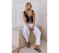 We The Free Good Luck Mid-Rise Barrel Jeans at Free People in Optic White, Size: 29 S - female