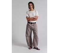 We The Free Good Luck Printed Barrel Jeans at Free People in Brown Sugar Combo, Size: 25 S - female