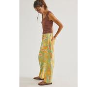 We The Free Good Luck Printed Barrel Jeans at Free People in Linden Green Combo, Size: 32 - female