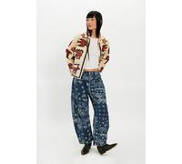 We The Free Good Luck Printed Barrel Jeans at Free People in Navy Bandana, Size: 25 S - female