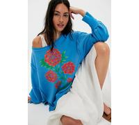 We The Free Graphic Camden Pullover at Free People in Swedish Blue Combo Flower, Size: Medium - female