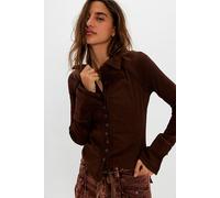 We The Free Happy Valley Button Down Shirt at Free People in Chocolate Lab, Size: Medium - female