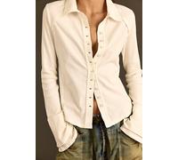 We The Free Happy Valley Button Down Shirt at Free People in Lucent White, Size: Medium - female