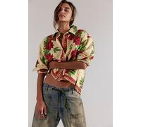 We The Free Holiday Blooms Button Down Shirt at Free People in Eggnog Combo, Size: XS - female