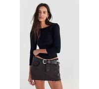 We The Free Lainey Low-Rise Mini Skirt at Free People in Chocolate, Size: 28 - female