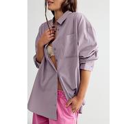 We The Free Lexi Poplin Button Down Shirt at Free People in Cool Violet, Size: XL - female