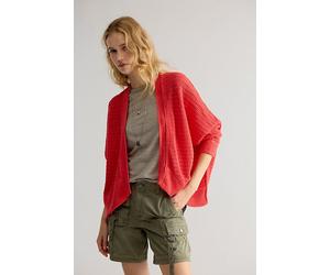 We The Free Mad About You Linen Cardi at Free People in Poppy Red, Size: M/L - female