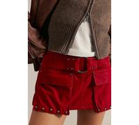 We The Free Micro Mini Suede Cargo Skort at Free People in Rhythmic Red, Size: US 14 - female