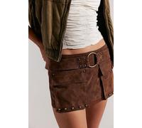 We The Free Micro Mini Suede Cargo Skort at Free People in Shaved Chocolate, Size: US 10 - female