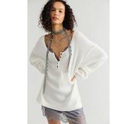 We The Free Montreal Oversized Thermal Henley at Free People in Clean Ivory, Size: Large - female