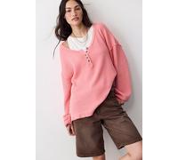 We The Free Montreal Oversized Thermal Henley at Free People in Quartz Pink, Size: XS - female