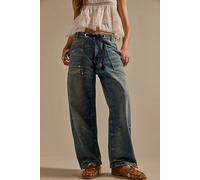 We The Free Moxie Pull-On Barrel Jeans at Free People in Timeless Blue, Size: 28 - female