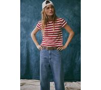 We The Free Nora Striped Cotton Tee at Free People in Red Combo, Size: Small - female