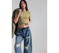 We The Free Protagonist Cropped Cap Sleeve Tee at Free People in Python, Size: Large - female