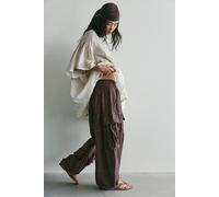 We The Free Reef Curved Linen Cargo Pants at Free People in Double Espresso, Size: XS - female