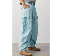 We The Free Reef Curved Linen Cargo Pants at Free People in Whitewater Bay, Size: Large - female