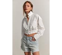 We The Free Remi Reworked Button Down Top at Free People in Lucent White, Size: XL - female