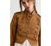We The Free Ryland Vegan Leather Band Jacket at Free People in Spice Brown, Size: Small - female