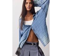 We The Free Sabine Indigo Dobby Button Down at Free People in Vintage Blue Tint, Size: XL - female