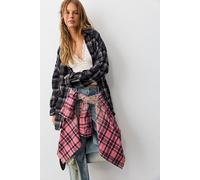 We The Free Selene Oversized Flannel at Free People in London Fog Combo, Size: Medium - female