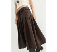 We The Free Skipper Pleated Chino Midi Skirt at Free People in Double Espresso, Size: US 14 - female