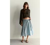 We The Free Skipper Pleated Chino Midi Skirt at Free People in White Water Bay, Size: US 6 - female