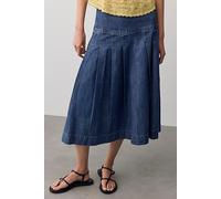 We The Free Skipper Pleated Denim Midi Skirt at Free People in Babe Blue, Size: 28 - female