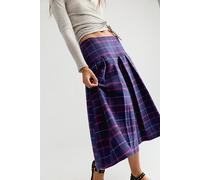 We The Free Skipper Pleated Plaid Midi Skirt at Free People in Navy Combo, Size: US 4 - female