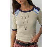 We The Free Stargazer Colorblock Three-Quarter Sleeve Tee at Free People in Ivory Skies Combo, Size: XL - female