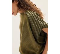 We The Free Studded Glory Tee at Free People in Olive Combo, Size: Medium - female