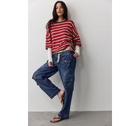 We The Free Tahiti Denim Pull-On Cargo Pants at Free People in High Standards, Size: Large - female
