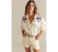 We The Free Take Flight Embroidered Shirt at Free People in Snow Bell Combo, Size: Large - female
