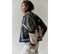 We The Free Triple Kick Novelty Bomber Jacket at Free People in Ivory, Size: Medium - female