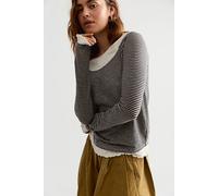 We The Free Two's A Charm Stripe Long Sleeve Top at Free People in Charcoal Combo, Size: Medium - female