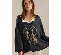 We The Free Venice V-Neck Graphic Sweatshirt at Free People in Black Bird Combo, Size: Medium - female