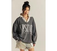 We The Free Venice V-Neck Graphic Sweatshirt at Free People in Washed Black Combo, Size: Medium - female