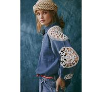 We The Free Washed And Crafted Crochet Polo at Free People in Deep Dive, Size: Large - female