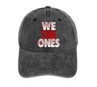 We The Others Bold red and White Text - Based Design with a Distressed Look Washed Baseball Cap