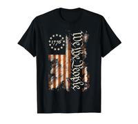We The People 1776 Betsy Ross Flag Vintage Distressed Grunge Value Graphic T-Shirt, Men, Black, S