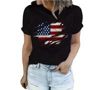 We The People 1776 T Shirt American Flag Patriotic Tee Tops for Women 4th of July Short Sleeve Casual Graphic Tshirt, Black20, M