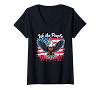 We The People Know How to Party V-Neck T-Shirt, Women, Black, M