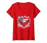 We The People Know How to Party V-Neck T-Shirt, Women, Red, M