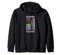 WE THE PEOPLE MEANS EVERYONE LGBT Pride American Flag Zip Hoodie