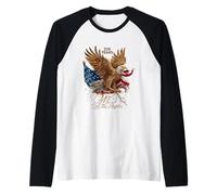 We the People Patriotic Eagle Vintage Flag Celebration Raglan Baseball Tee