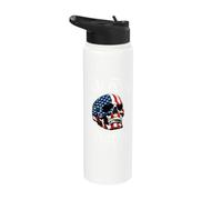 We The People Red White & Blue Skull July 4th American Flag Stainless Steel Insulated Water Bottle
