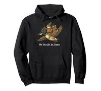 We Thrift At Dawn Flying Frog Goose Artwork Pullover Hoodie