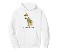 We Thrift At Dawn Frog Funny Thrifting Pullover Hoodie