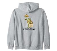 We Thrift At Dawn Frog Funny Thrifting Zip Hoodie