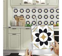 We Tile Stickers Gray Elegant Flower Stickers 20 Pcs/15x15cm - Waterproof, Oil-Proof, Heat Resistant - DIY Wall Decor for Kitchen, Bathroom, Stairs & More