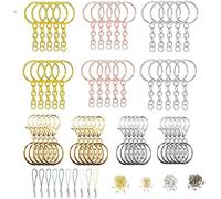 We Top 460 Pieces DIY Key Chain Rings Kit Including 30Pcs Keychain Rings with Chain, 20Pcs Eight Character Lobster Clasp, 10Pcs Keychains and 400Pcs Screw Eye Pins for DIY Crafts, Gold,Silver (WT-1)